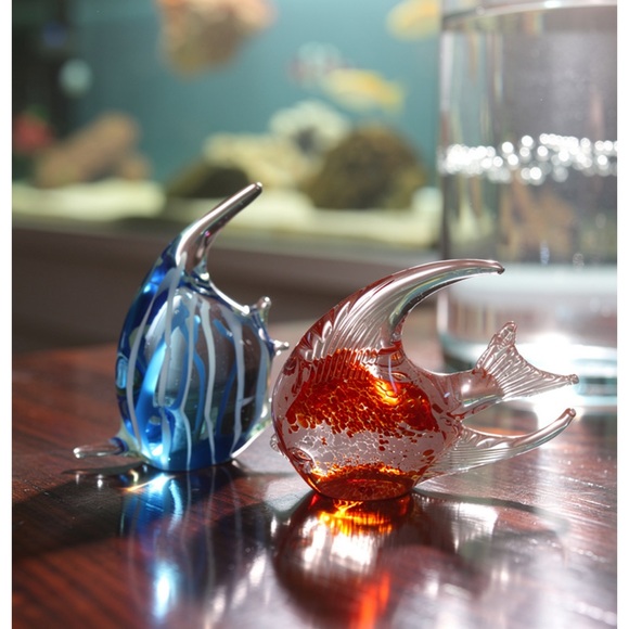 Vintage Other - Vintage Glass Fish Decor in Blue and Red